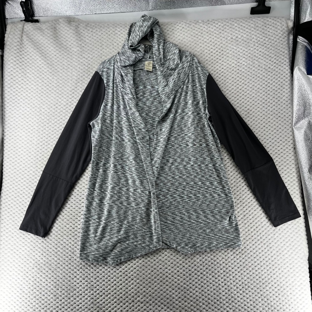 Balance Collection Open Front Cardigan Hoodie Gray Black Athleisure‎ L